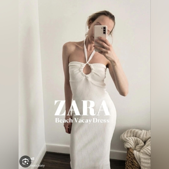 Zara Ribbed Halter Midi Dress - Picture 2 of 2